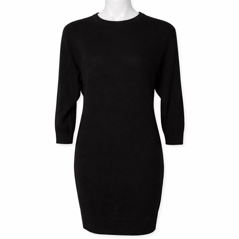 ESPRIT Black Angora Lambswool Nylon Crew Neck Dress Size Small